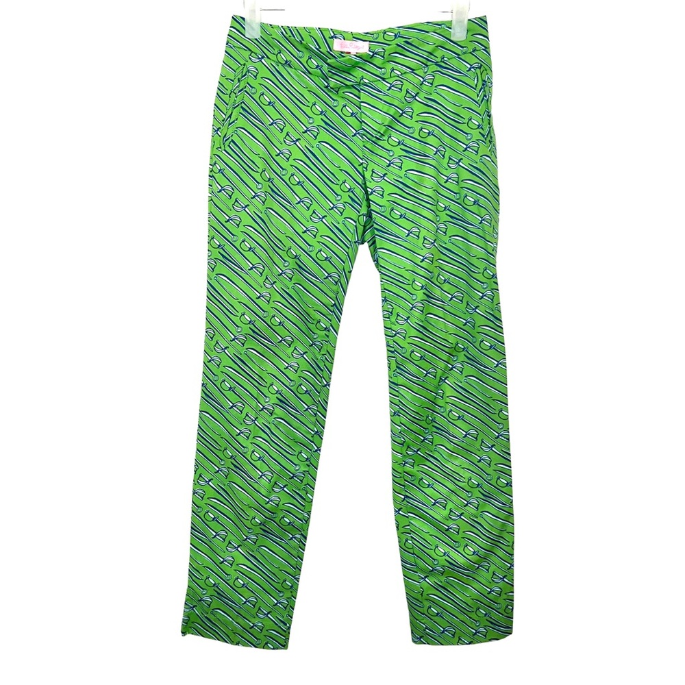 Lilly Pulitzer Elaine Cutlass Sword Print Green Dress Pants Size 0